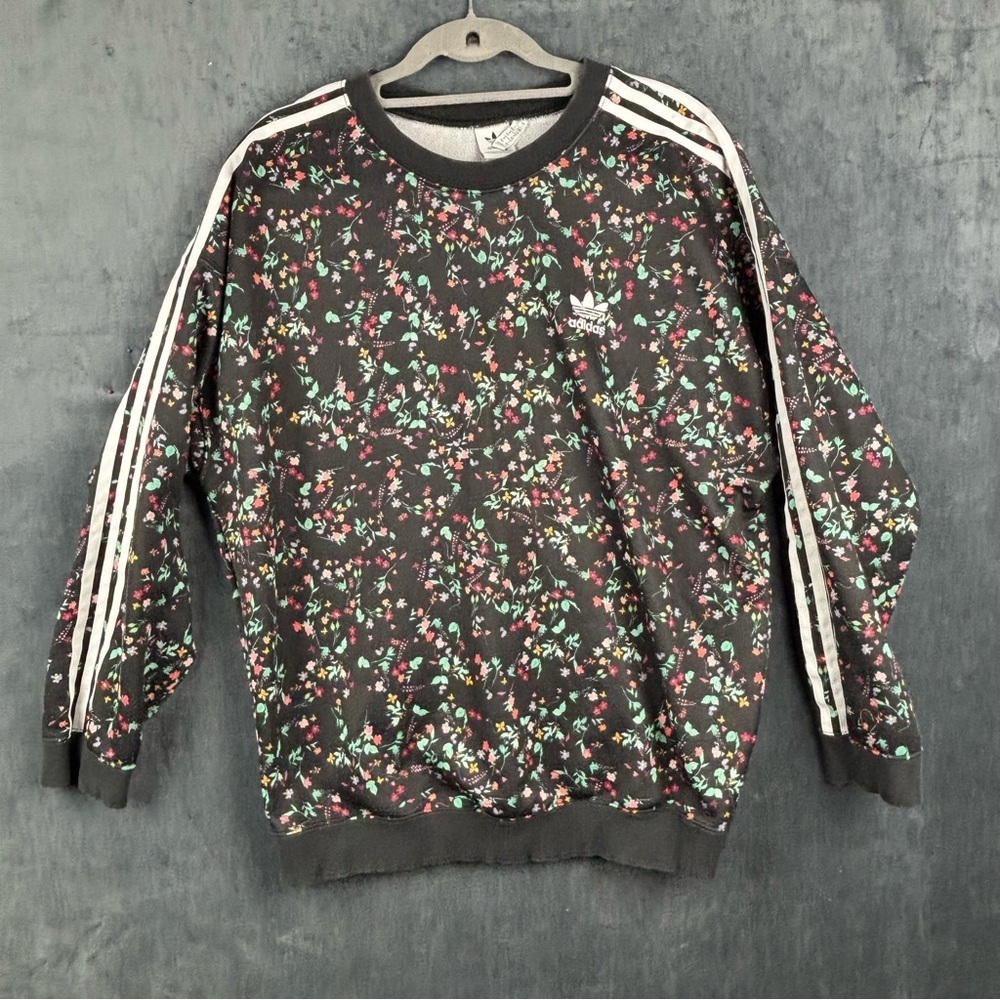 Adidas Originals Men's Black Floral Crewneck Sweater sz large